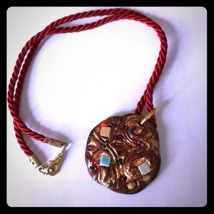 Handmade Italian clay and tile necklace